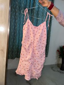 Pink Floral Ruched Mini Dress