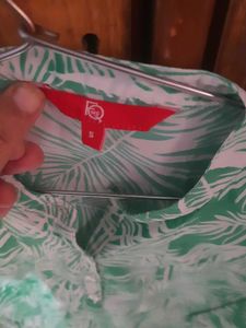 Green Palm Print Top