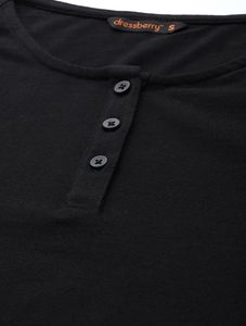 Black Crop Henley Top