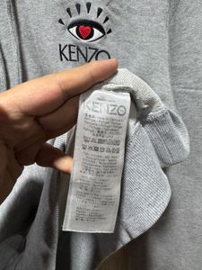 Kenzo Paris Grey Love Eye Embroidered Logo Hoodie