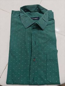 Men's Green Dotted Casual Shirt