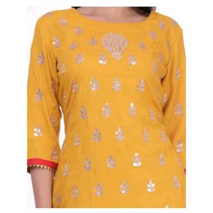 Gottapatti Yellow Kurti Sharara Set.