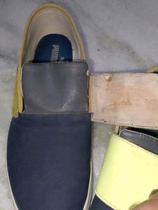 Puma Navy Blue &amp; Flourocemt Green Slip-on Sneakers