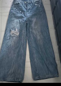 Wide Leg Distressed Jeans