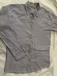 LINEN BLUE AND WHITE STRIPED SHIRT