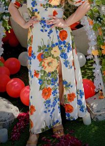 Floral Print Maxi Dress with Slit