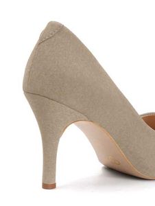 THE WHITE POLE -Beige Mid-Height Suede Pointed-Toe