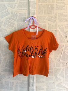 Orange "Life is Beautiful" Graphic T-Shirt