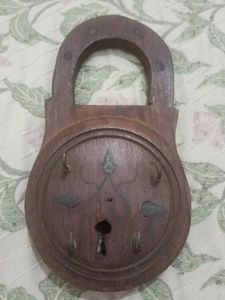 Vintage Wooden Lock Shaped Key Holder