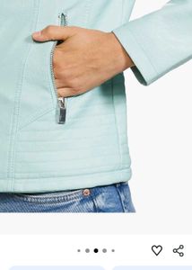 Light Blue Faux Leather Jacket