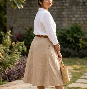 Chic A-Line Midi Skirt by Zara