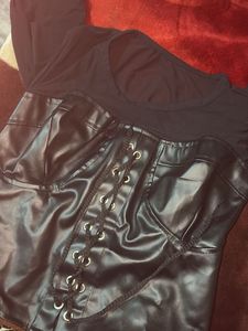Black Corset Top with Lace-up Detail
