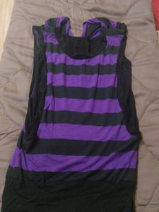 Purple & Black Striped Tunic Top