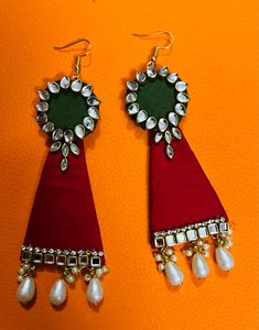 New Party Wear Earrings Colour Madhi &amp; Red