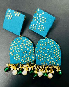2 Pair Combo Fabric Fancy Long Size Earrings