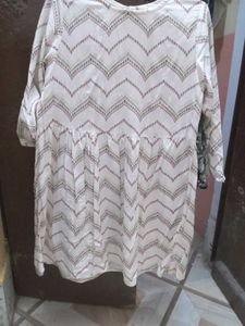Stylish White Kurta with Chevron Print