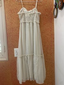 Cream Swiss Dot Maxi Dress
