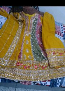 Embroidered Yellow Kurta Set