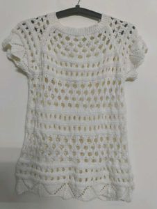 Chic White Crochet Italian Knit Top