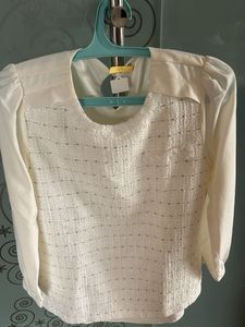 Elegant White Tweed Blouse