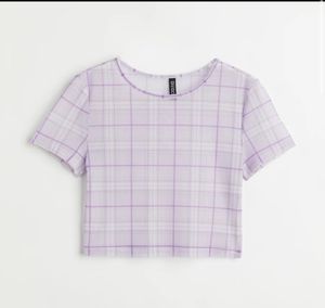 Sheer Plaid Purple Mesh Top
