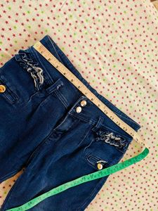 Cute Blue Denim Jeans with Ruffles