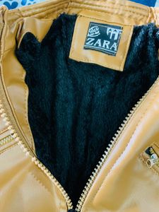 Zara Leather Jacket Brown Color Xl Siz