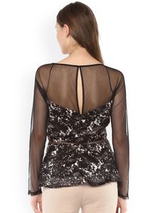 Elegant Black &amp; White Peplum Top