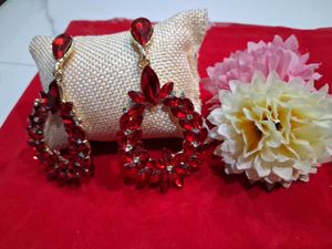 Exquisite Red Crystal Drop Earrings