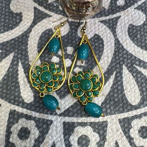 Stunning Green Stone Drop Earrings