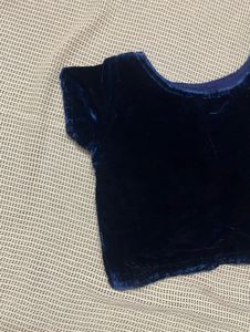 Navy Blue Velvet Blouse