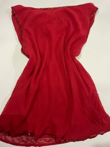Red Embellished Sleeveless Top