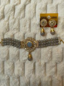 Elegant Gray &amp; Gold Jewelry Set