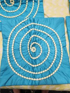 Set of 5 Blue Spiral Cushion Covers