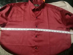 Men's Burgundy Satin Shirt