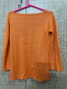 Sparkly Orange Knit Top