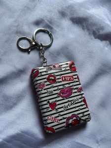 Cute Lip Print Compact Mirror Keychain