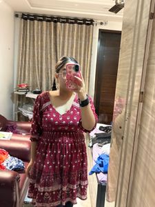 Maroon Printed dress