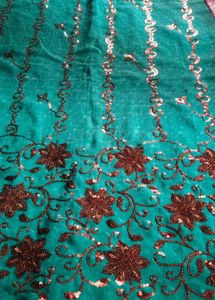 Chatpata 90's Teal Embroidered Silk Saree