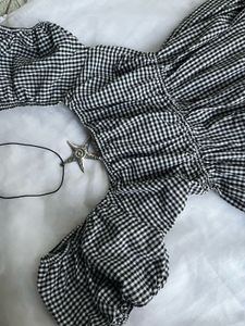Gingham Puff Sleeve Dress