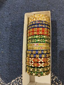 Green Kundan Bangles