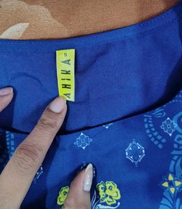 Beautiful Blue Printed  long Kurta