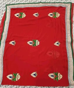 Red Embroidered Saree