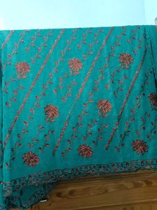 Elegant Teal Embroidered Saree