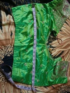 Green Embroidered Sari Blouse