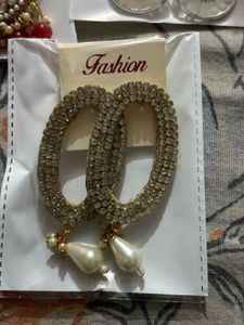 Exquisite Pearl and Red Stone Earring 3 pairs comb