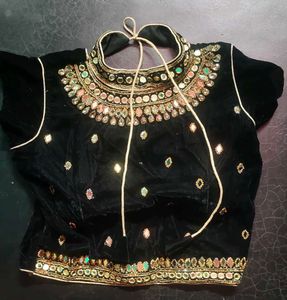 Black Velvet Embroidered Blouse