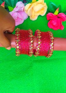 Stunning Pink &amp; Gold Bangles Set