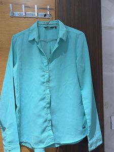 Chic Aqua Blue Button-Down Blouse