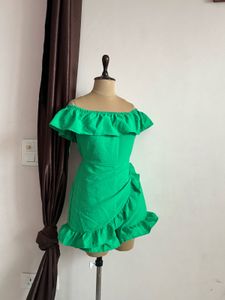 Green Ruffled Playsuit